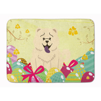 Caroline's Treasures Easter Eggs Chow White Machine Washable Memory Foam Mat doormats