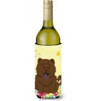 "Caroline's Treasures BB6141LITERK Easter Eggs Chow Chow Chocolate Wine Bottle Beverage Insulator Hugger, 750ml, Multicolor"