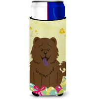 "Caroline's Treasures Easter Eggs Chow Chocolate Michelob Ultra Hugger For Slim Cans, Slim Can, Multicolor"