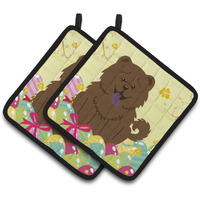 "Caroline's Treasures Easter Chow Chocolate Pair of Pot Holders, 7.5HX7.5W, Multicolor"
