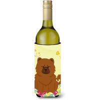 "Caroline's Treasures BB6142LITERK Easter Eggs Chow Chow Red Wine Bottle Beverage Insulator Hugger, 750ml, Multicolor"
