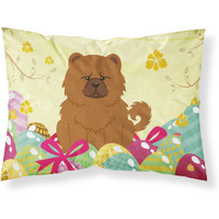 Easter Eggs Chow Chow Red Fabric Standard Pillowcase