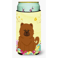 "Caroline's Treasures Easter Eggs Chow Red Tall Boy Beverage Insulator Hugger, Multicolor"