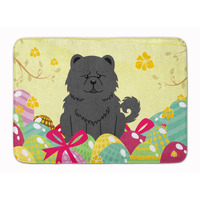 "Caroline's Treasures Easter Eggs Chow Black Machine Washable Memory Foam Mat doormats, Multicolor"