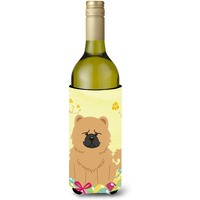 "Caroline's Treasures BB6144LITERK Easter Eggs Chow Chow Cream Wine Bottle Beverage Insulator Hugger, 750ml, Multicolor"