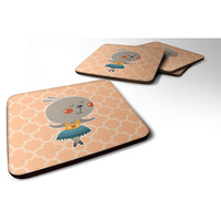 "Caroline's Treasures Ballerina Rabbit Foam Coaster Set of 4, 3.5, Multicolor"