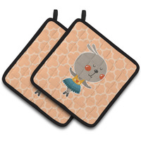 "Caroline's Treasures BB6727PTHD Ballerina Rabbit Pair of Pot Holders, 7.5 x 7.5"", Multicolor"