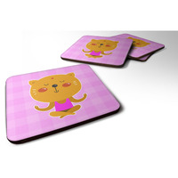"Caroline's Treasures Yoga Cat Foam Coaster Set of 4, 3.5, Multicolor"