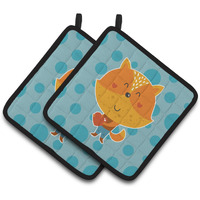 "Caroline's Treasures BB6729PTHD Polkadot Squirrel Pair of Pot Holders, 7.5 x 7.5"", Multicolor"