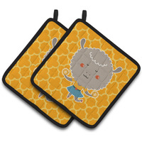 "Caroline's Treasures BB6730PTHD Cheerleader Lamb Sheep Pair of Pot Holders, 7.5 x 7.5"", Multicolor"