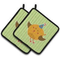 "Caroline's Treasures BB6731PTHD Birthday Bird Pair of Pot Holders, 7.5 x 7.5"", Multicolor"