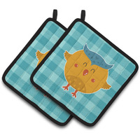 "Caroline's Treasures BB6732PTHD Wise Owl Pair of Pot Holders, 7.5 x 7.5"", Multicolor"