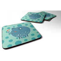 "Caroline's Treasures Blue Elephant Foam Coaster Set of 4, 3.5, Multicolor"