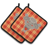 "Caroline's Treasures BB6738PTHD Ram with a Heart Pair of Pot Holders, 7.5 x 7.5"", Multicolor"