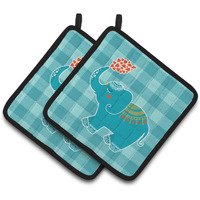 "Caroline's Treasures BB6744PTHD Elephant Love Pair of Pot Holders, 7.5 x 7.5"", Multicolor"