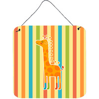 "Caroline's Treasures Giraffe in Socks Metal Print, 6"" x 6"", Multicolor"
