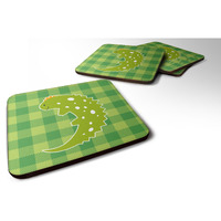 "Caroline's Treasures Lizard On Plaid Foam Coaster Set of 4, 3.5, Multicolor"