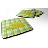 "Caroline's Treasures Turtle on The Move Foam Coaster Set of 4, 3.5, Multicolor"