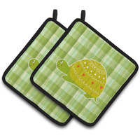 "Caroline's Treasures BB6750PTHD Turtle on the Move Pair of Pot Holders, 7.5 x 7.5"", Multicolor"