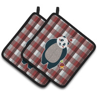 "Caroline's Treasures BB6751PTHD Panda Love Pair of Pot Holders, 7.5 x 7.5"", Multicolor"
