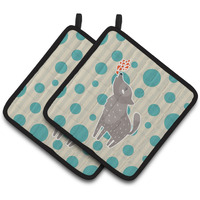 "Caroline's Treasures Wolf Love Pair of Pot Holders, 7.5 x 7.5, Multicolor"