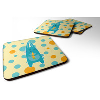 "Caroline's Treasures Polkadot Rabbit Foam Coaster Set of 4, 3.5, Multicolor"