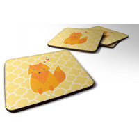 "Caroline's Treasures Foxy love Foam Coaster Set of 4, 3.5, Multicolor"