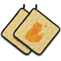 "Caroline's Treasures BB6758PTHD Foxy Love Pair of Pot Holders, 7.5 x 7.5"", Multicolor"