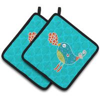 "Caroline's Treasures BB6760PTHD Birdy Love Pair of Pot Holders, 7.5 x 7.5"", Multicolor"