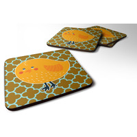 "Caroline's Treasures Bird On Quatrfoil Foam Coaster Set of 4, 3.5, Multicolor"