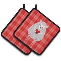 "Caroline's Treasures Lamb Love Pair of Pot Holders, 7.5 x 7.5, Multicolor"