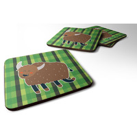 "Caroline's Treasures Bull Foam Coaster Set of 4, 3.5, Multicolor"