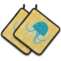 "Caroline's Treasures BB6767PTHD Jellyfish Pair of Pot Holders, 7.5 x 7.5"", Multicolor"