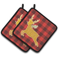 "Caroline's Treasures BB6773PTHD Deer Pair of Pot Holders, 7.5 x 7.5"", Multicolor"