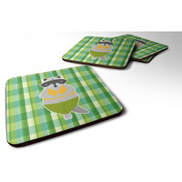 "Caroline's Treasures BB6774FC Raccoon Foam Coaster Set of 4, 3.5"", Multicolor"