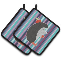 "Caroline's Treasures BB6777PTHD Hedgehog Pair of Pot Holders, 7.5 x 7.5"", Multicolor"