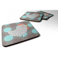 "Caroline's Treasures Grey Chicken Foam Coaster Set of 4, 3.5, Multicolor"