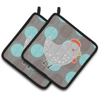 "Caroline's Treasures Grey Chicken Pair of Pot Holders, 7.5 x 7.5, Multicolor"