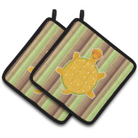 "Caroline's Treasures BB6780PTHD Turtle Pair of Pot Holders, 7.5 x 7.5"", Multicolor"