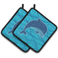 "Caroline's Treasures BB6781PTHD Dolphin Pair of Pot Holders, 7.5 x 7.5"", Multicolor"