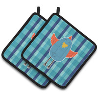 "Caroline's Treasures BB6782PTHD Blue Chicken Pair of Pot Holders, 7.5 x 7.5"", Multicolor"