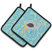 "Caroline's Treasures BB6784PTHD Ostrich Pair of Pot Holders, 7.5 x 7.5"", Multicolor"