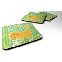 "Caroline's Treasures Cat On Paisley Foam Coaster Set of 4, 3.5, Multicolor"