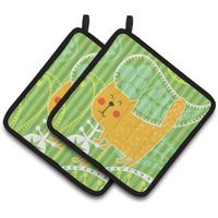 "Caroline's Treasures BB6785PTHD Cat on Paisley Pair of Pot Holders, 7.5 x 7.5"", Multicolor"