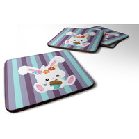 "Caroline's Treasures Bunny Rabbit Foam Coaster Set of 4, 3.5, Multicolor"