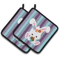 "Caroline's Treasures BB6790PTHD Bunny Rabbit Pair of Pot Holders, 7.5 x 7.5"", Multicolor"