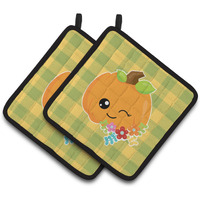 "Caroline's Treasures BB6792PTHD Mr. Winky Pumpkin Pair of Pot Holders, 7.5 x 7.5"", Multicolor"