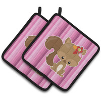 "Caroline's Treasures BB6793PTHD Squirrel Pair of Pot Holders, 7.5 x 7.5"", Multicolor"