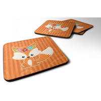 "Caroline's Treasures BB6794FC Fox Foam Coaster Set of 4, 3.5"", Multicolor"