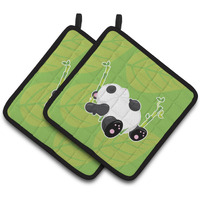 "Caroline's Treasures BB6798PTHD Passed Out Panda Pair of Pot Holders, 7.5 x 7.5"", Multicolor"